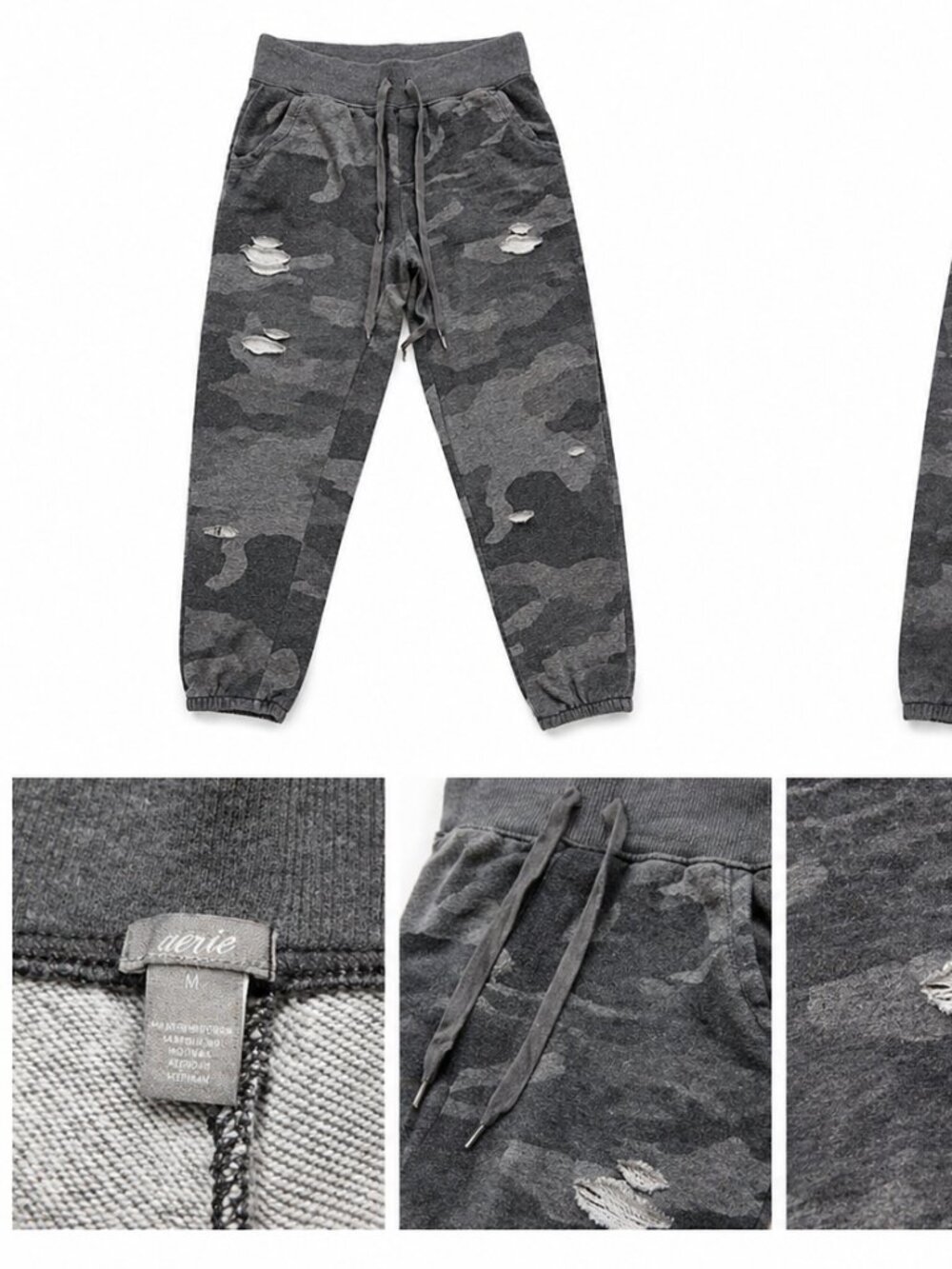 Aerie Gray Camo Distressed Jogger Sweatpants – Size M